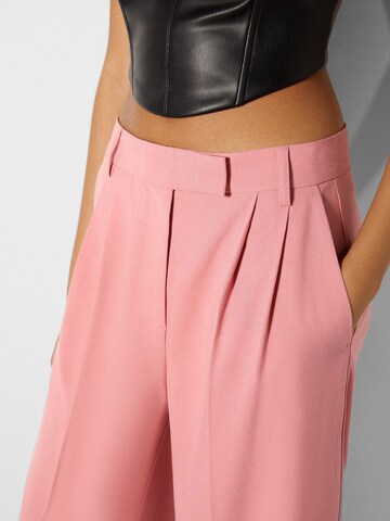 Bershka Wide leg Trousers with creases in Pink