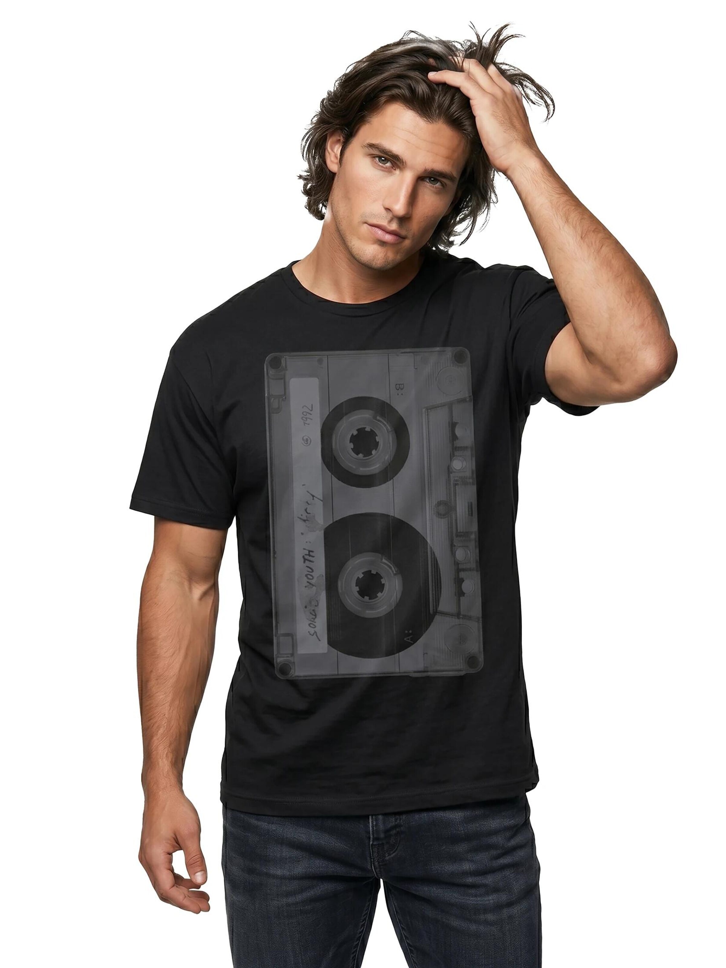 MAKAYA Shirt 'Tape' in Black