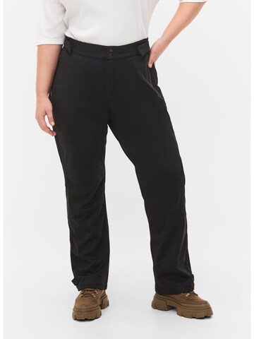 Zizzi Regular Athletic Pants 'KALUKA' in Black: front