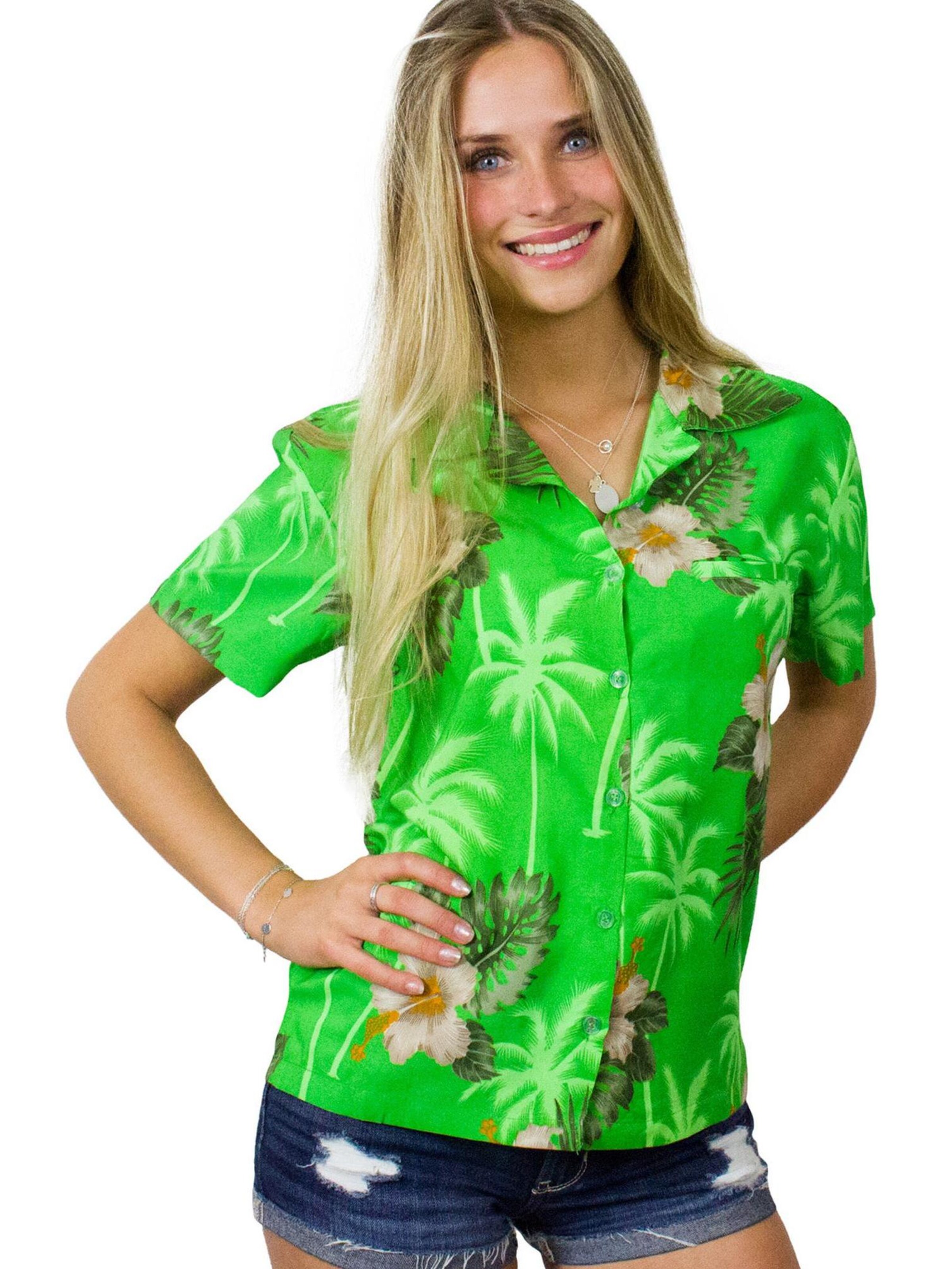 King Kameha Blouse 'Small Flower' in Green: front