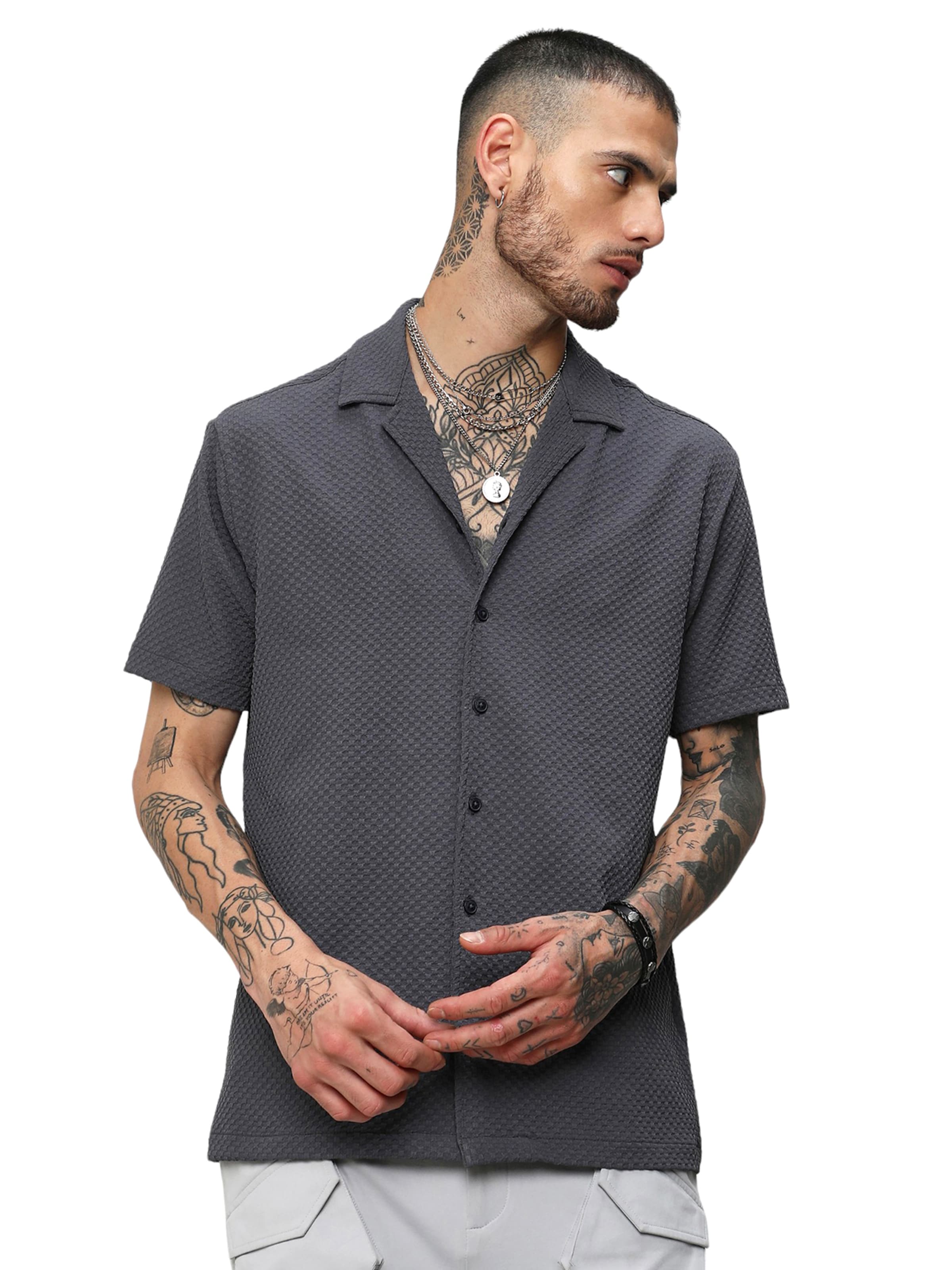 Campus Sutra Regular fit Πουκάμισο ' Kobe ' σε γκρι: μπροστά