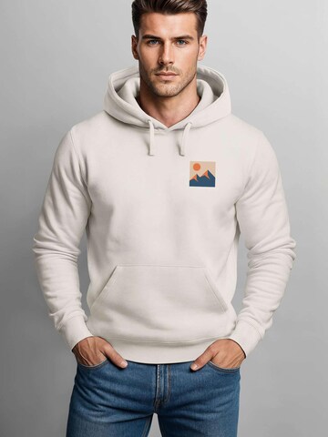 Neverless Sweatshirt 'Minimal Mountain' in Beige