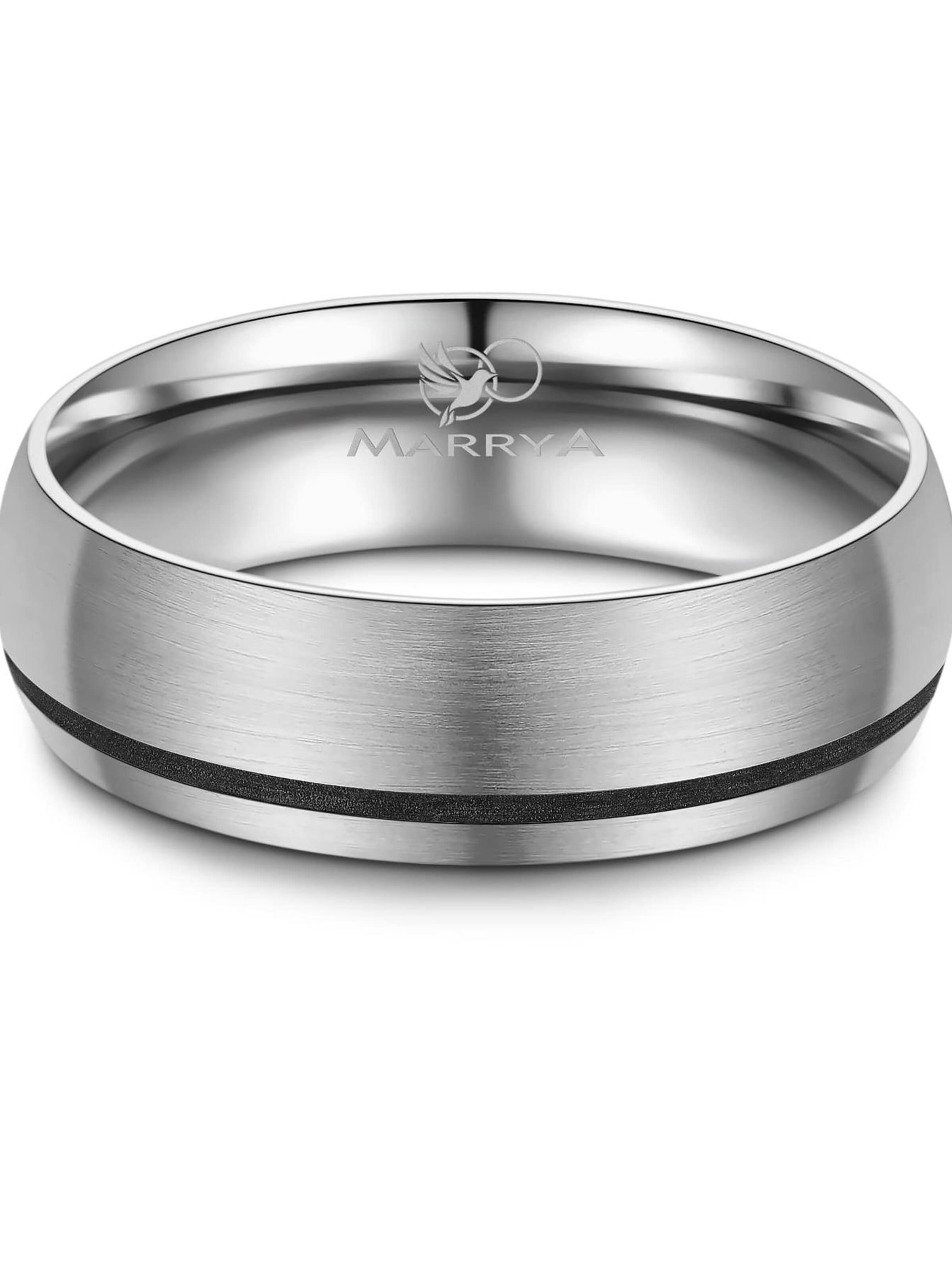 MARRYA Ring 'MARRYA ES-05 Ehering aus Edelstahl – Silberfarben & Schwarz' in Grey