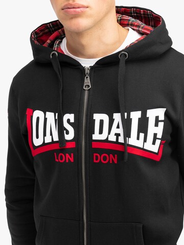 LONSDALE Кофта на молнии 'Nateby' в Черный