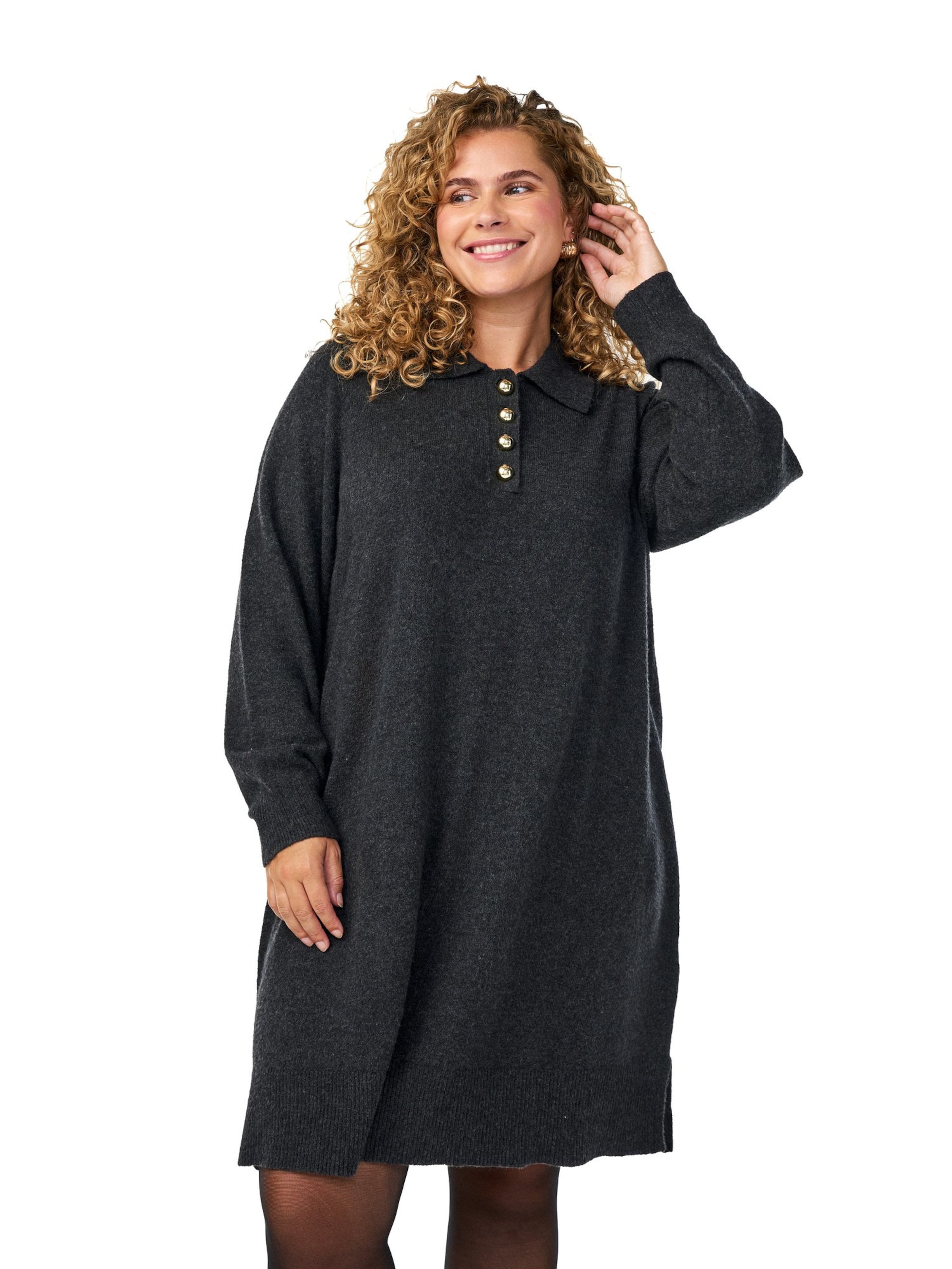 Zizzi Knit dress 'MVISTA' in Grey: front