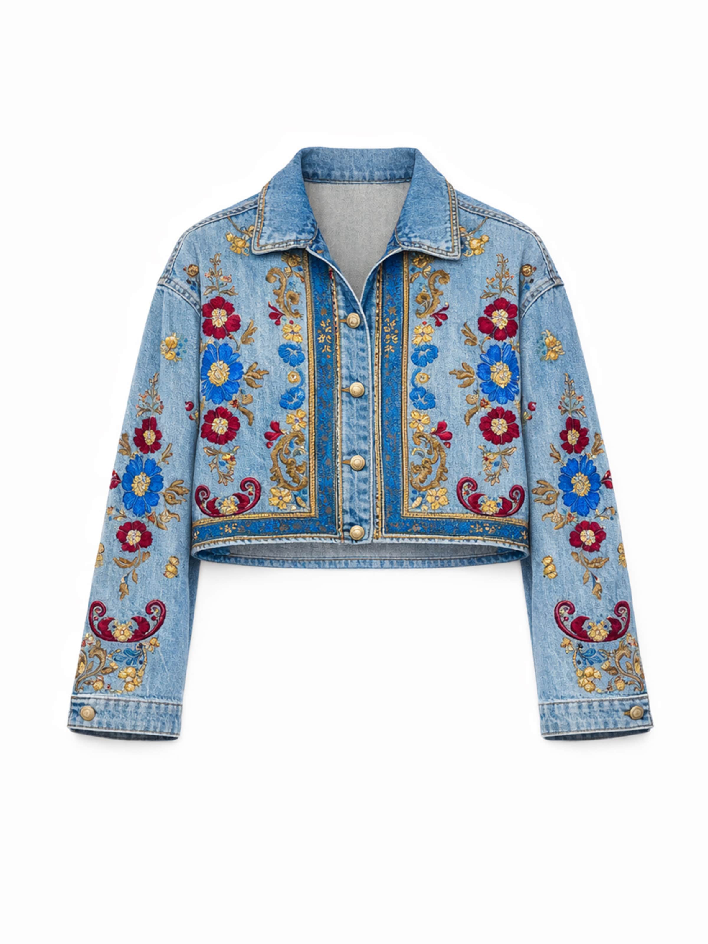 Gilet 'Cropped Denim Jacket' IT'S BASIC en bleu : devant