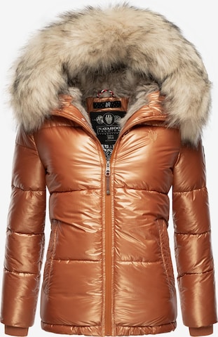 NAVAHOO Winter Jacket 'Tikunaa' in Brown: front