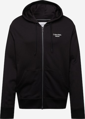 Calvin Klein Jeans Zip-Up Hoodie in Black: front