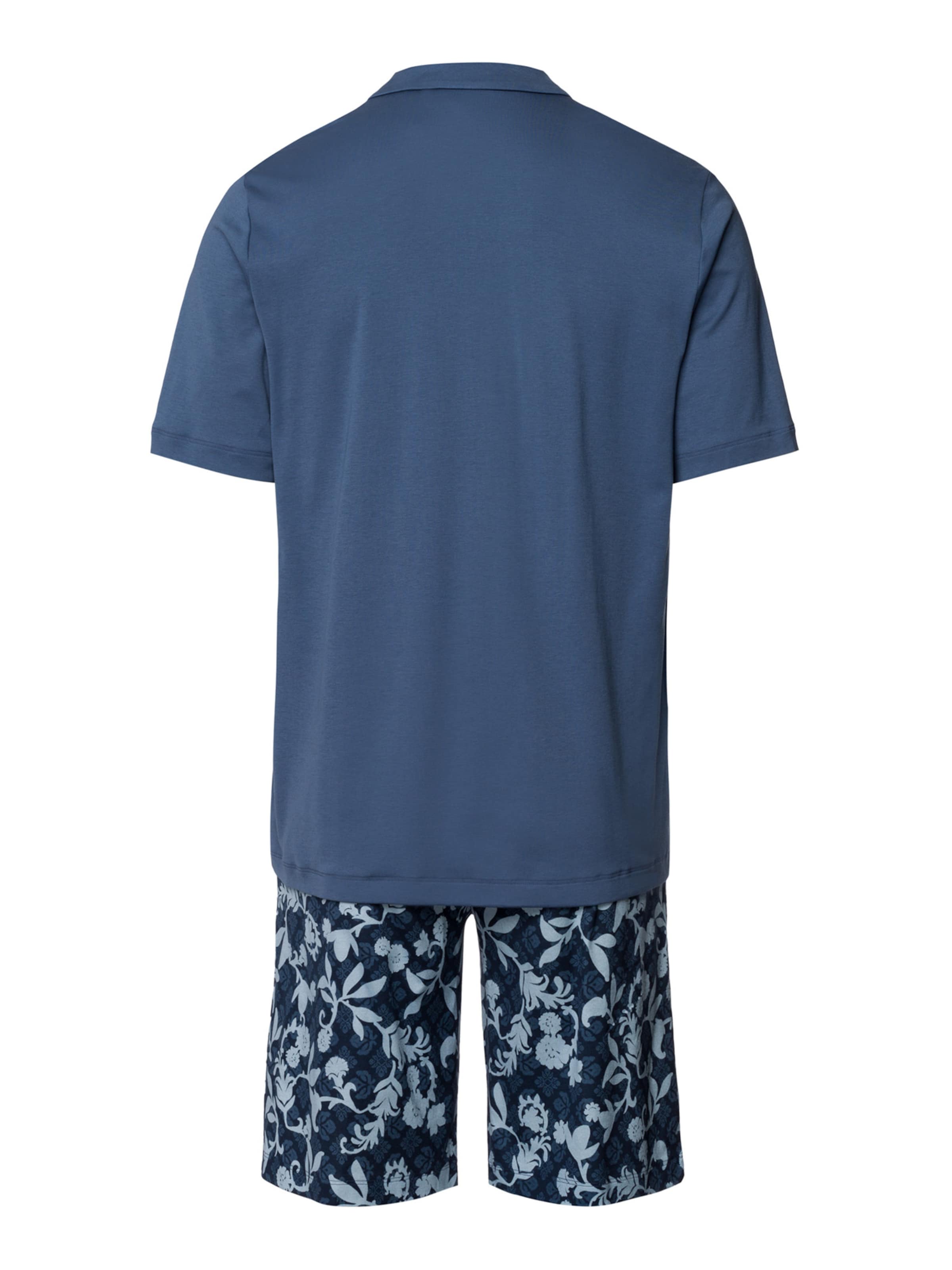 Hanro Pyjama kort ' Night & Day ' in Blauw