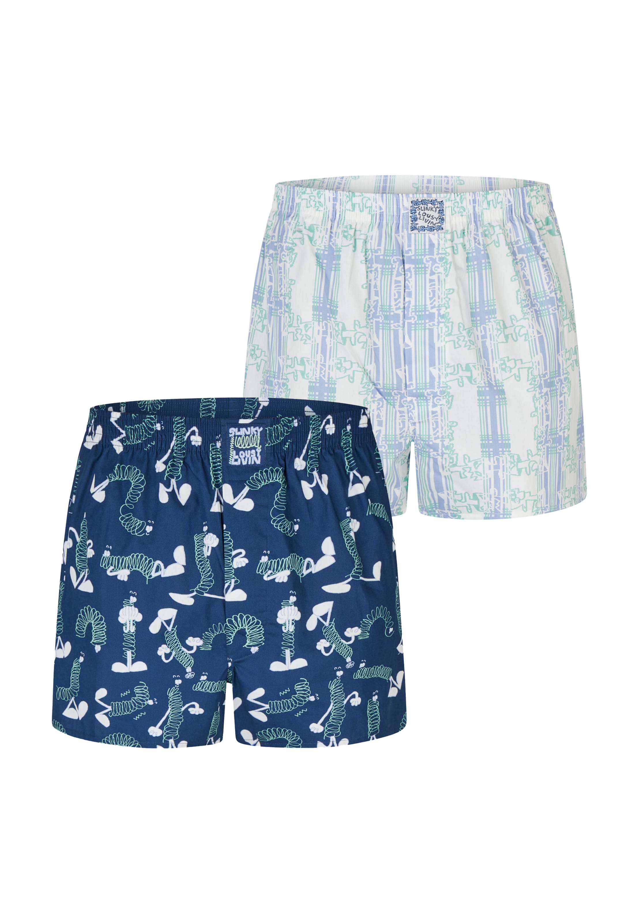 Lousy Livin Boxershorts Set 'Slinky' in Blau: Vorderseite