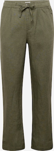 KnowledgeCotton Apparel Voltidega püksid, värv roheline: eest vaates