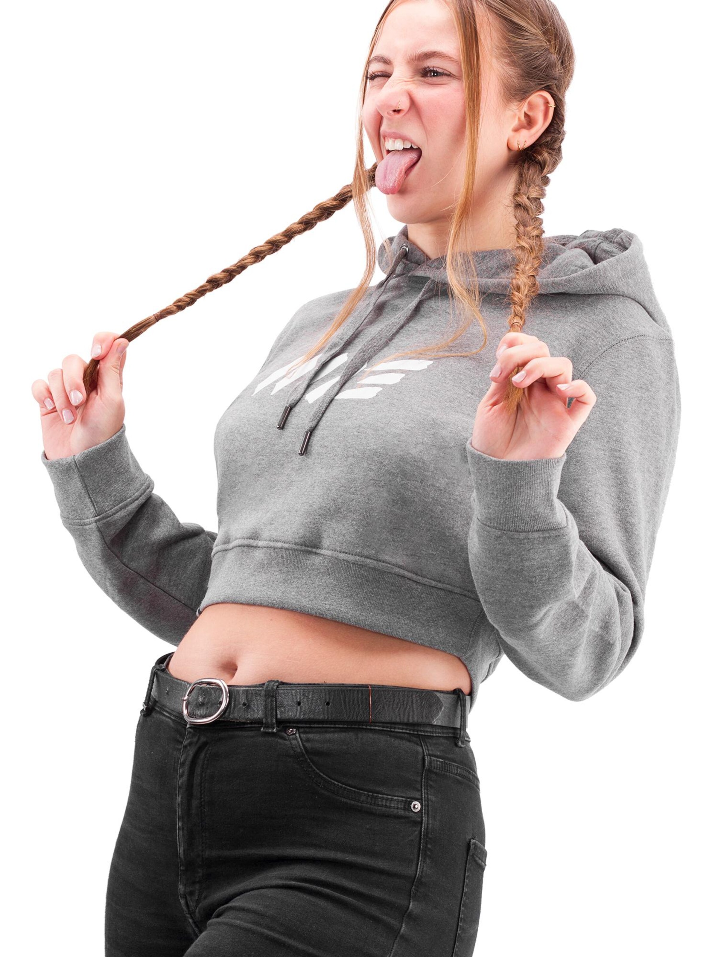 Manufaktur13 Sweatshirt 'Crop Hoodie' in Grey