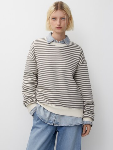 Pull&BearSweater majica - bijela boja: prednji dio