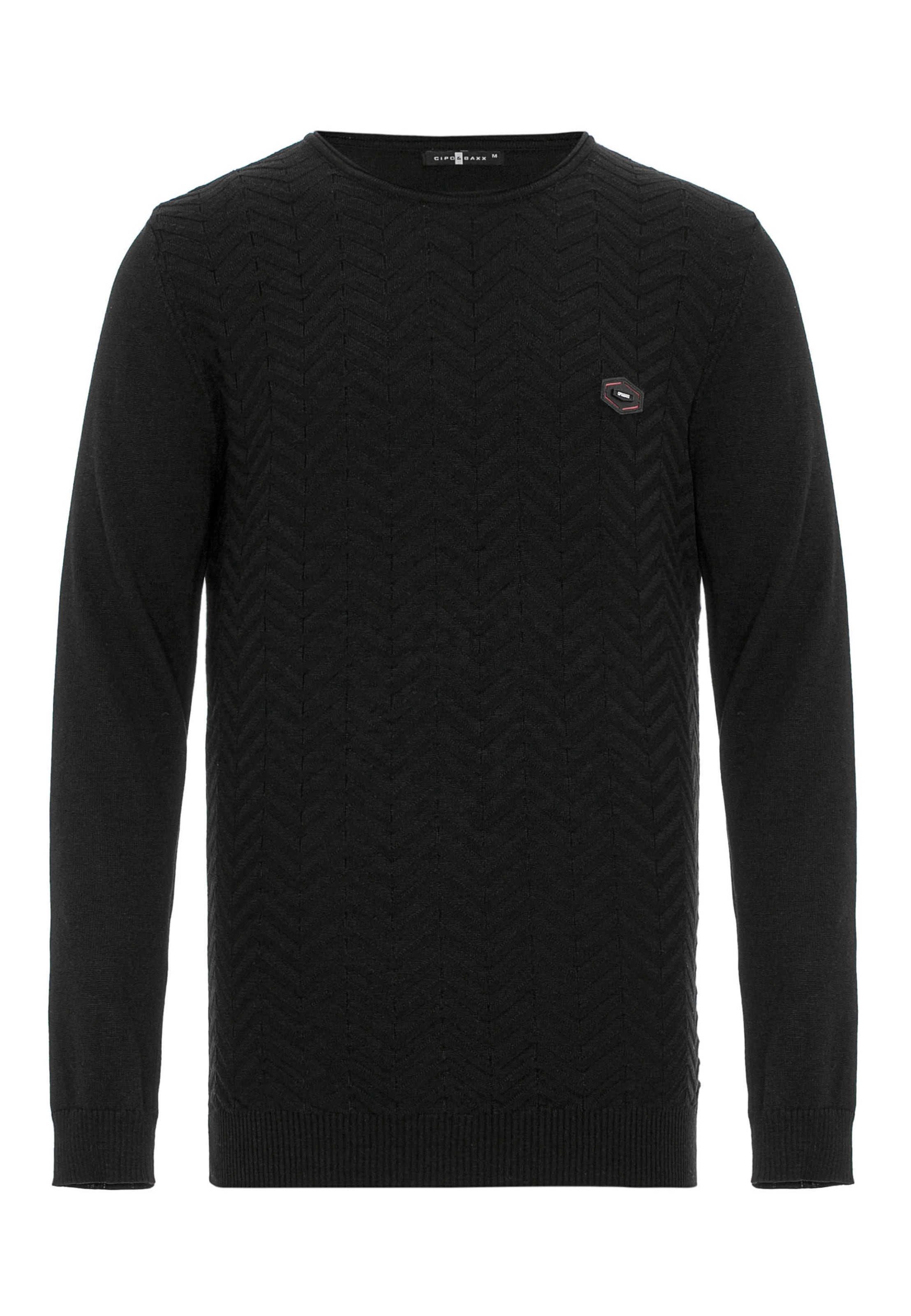 Männer Pullover & Strick CIPO & BAXX Strickpullover in Schwarz - XF22645 Männer Pullover & Strick CIPO & BAXX Strickpullover in Schwarz - XF22645