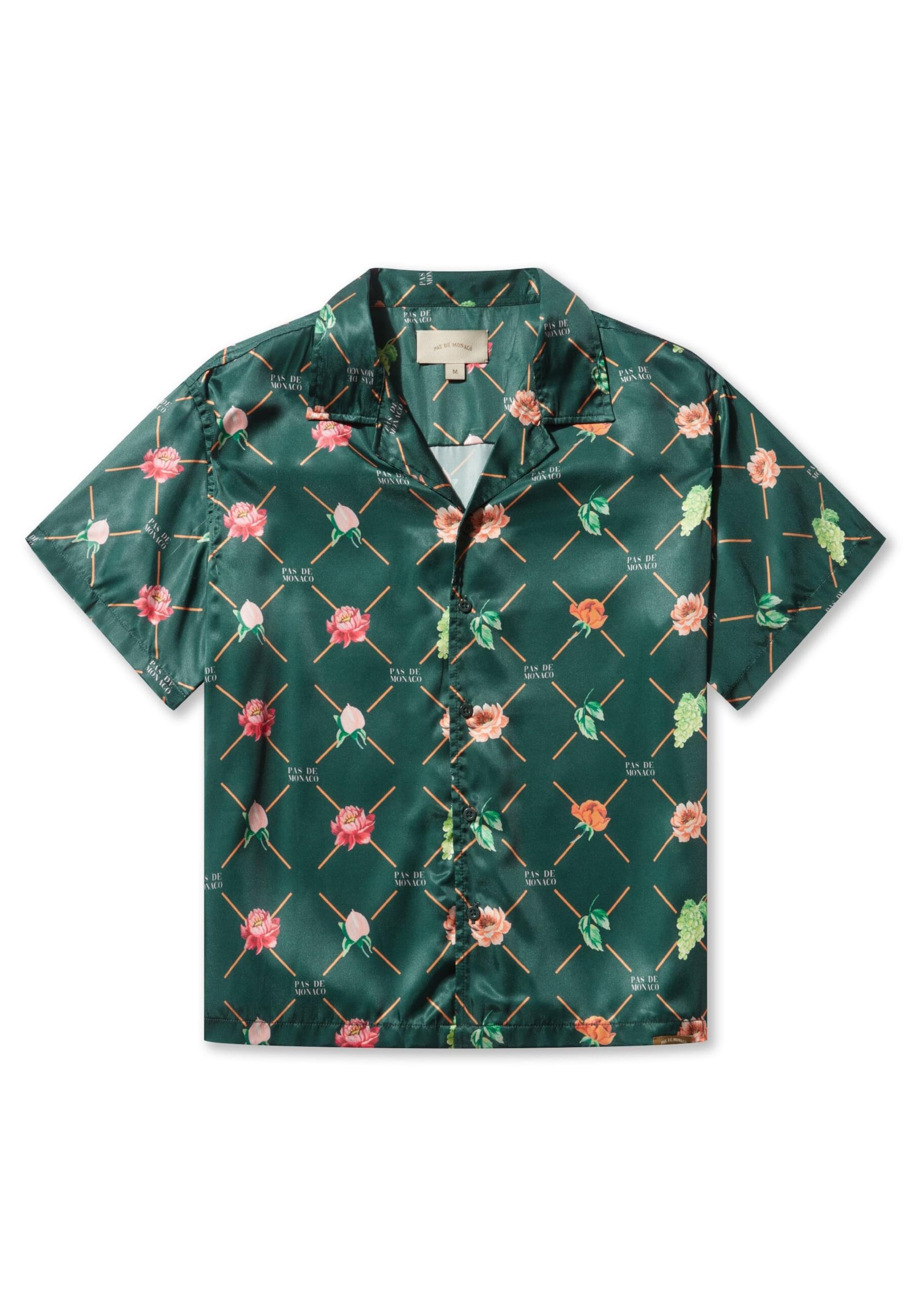 Pas De Monaco Regular Fit Hemd 'FRUIT MONOGRAM CUBAN' in Grün: Vorderseite