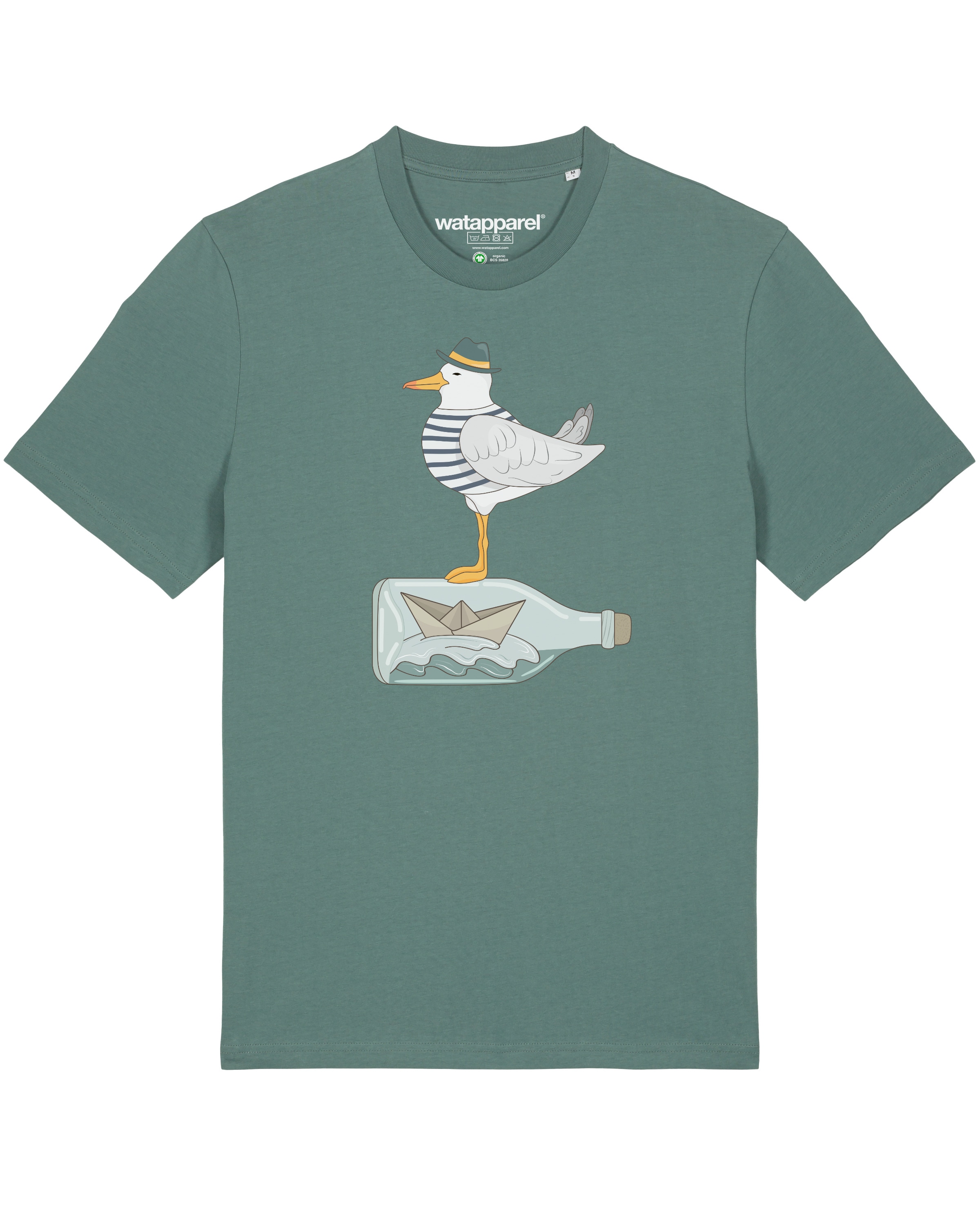 Watapparel Shirt 'Möwe mit Hut' in Groen: voorkant