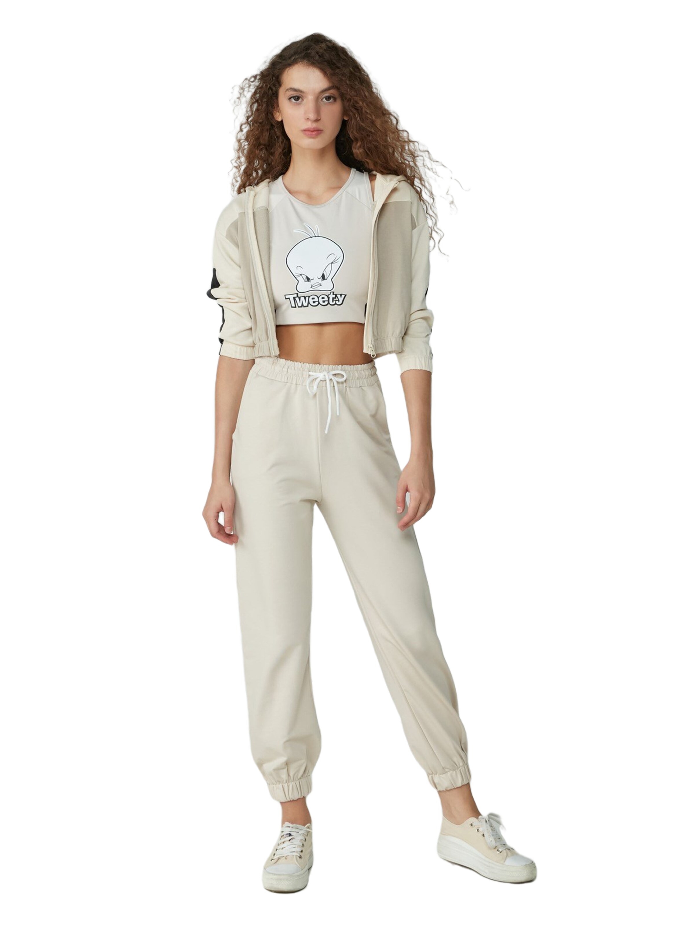 C&City Tapered Broek in Beige: voorkant