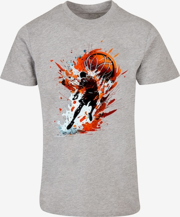 F4NT4STIC Shirt 'Basketball Sports Collection Orange Splash' in Grau: predná strana