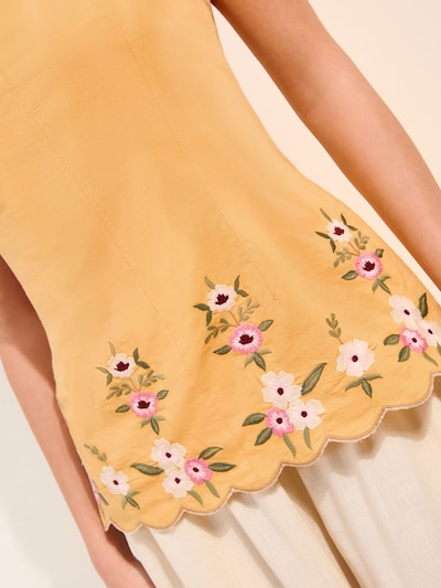 Friends Like These Top in S in de kleur Lichtbeige / Donkerbruin / Curry / Donkergroen, Productweergave