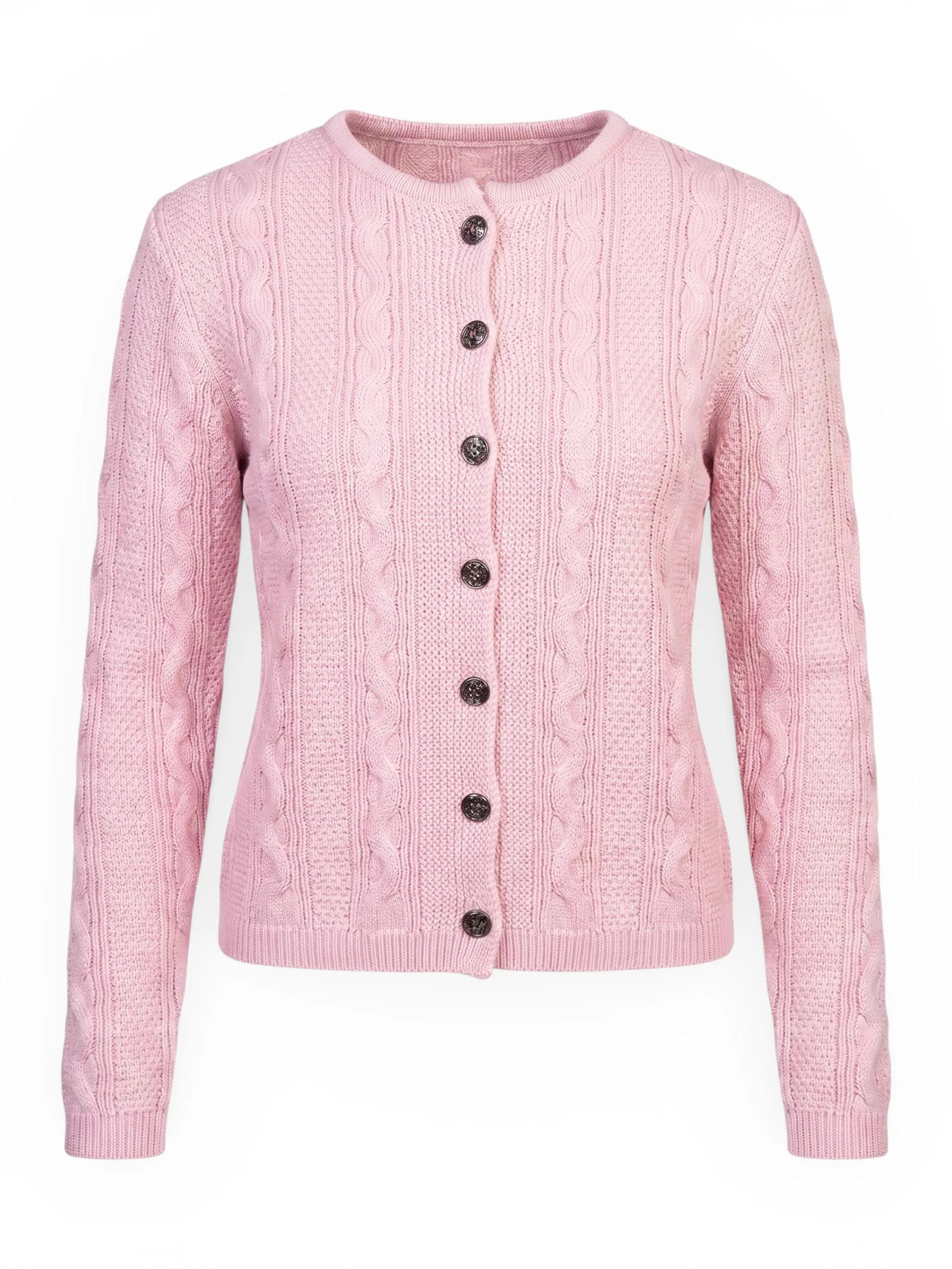 Trachtl Knit cardigan 'Marie Grau/Rosa/Anthrazit' in Pink: front