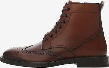 MANGO MAN Lace-Up Boots 'Cortona' in Brown: front