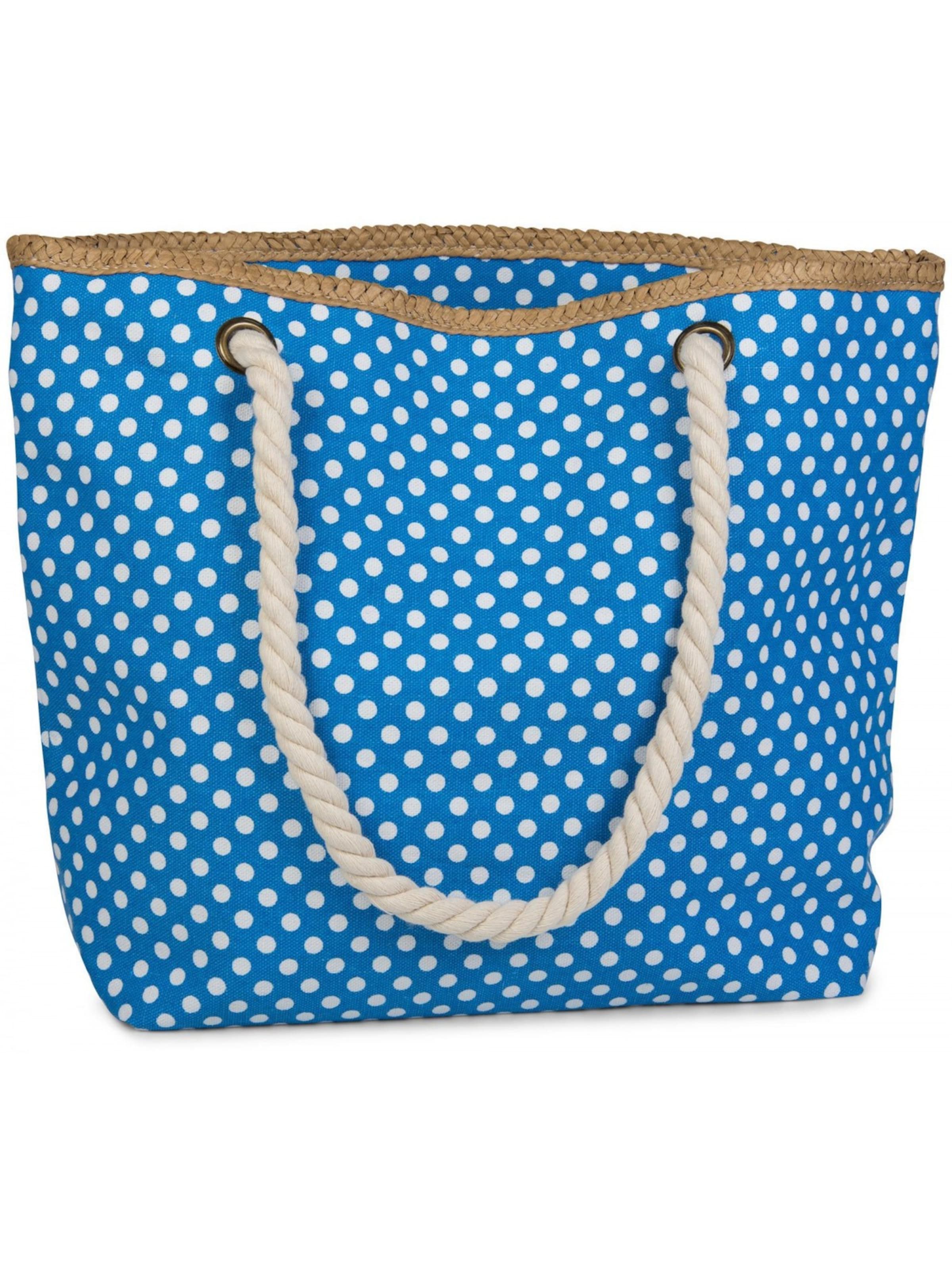 styleBREAKER Strandtasche 'Strandtasche mit Punkte Muster'‌‌‌‌ in Blau: Vorderseite