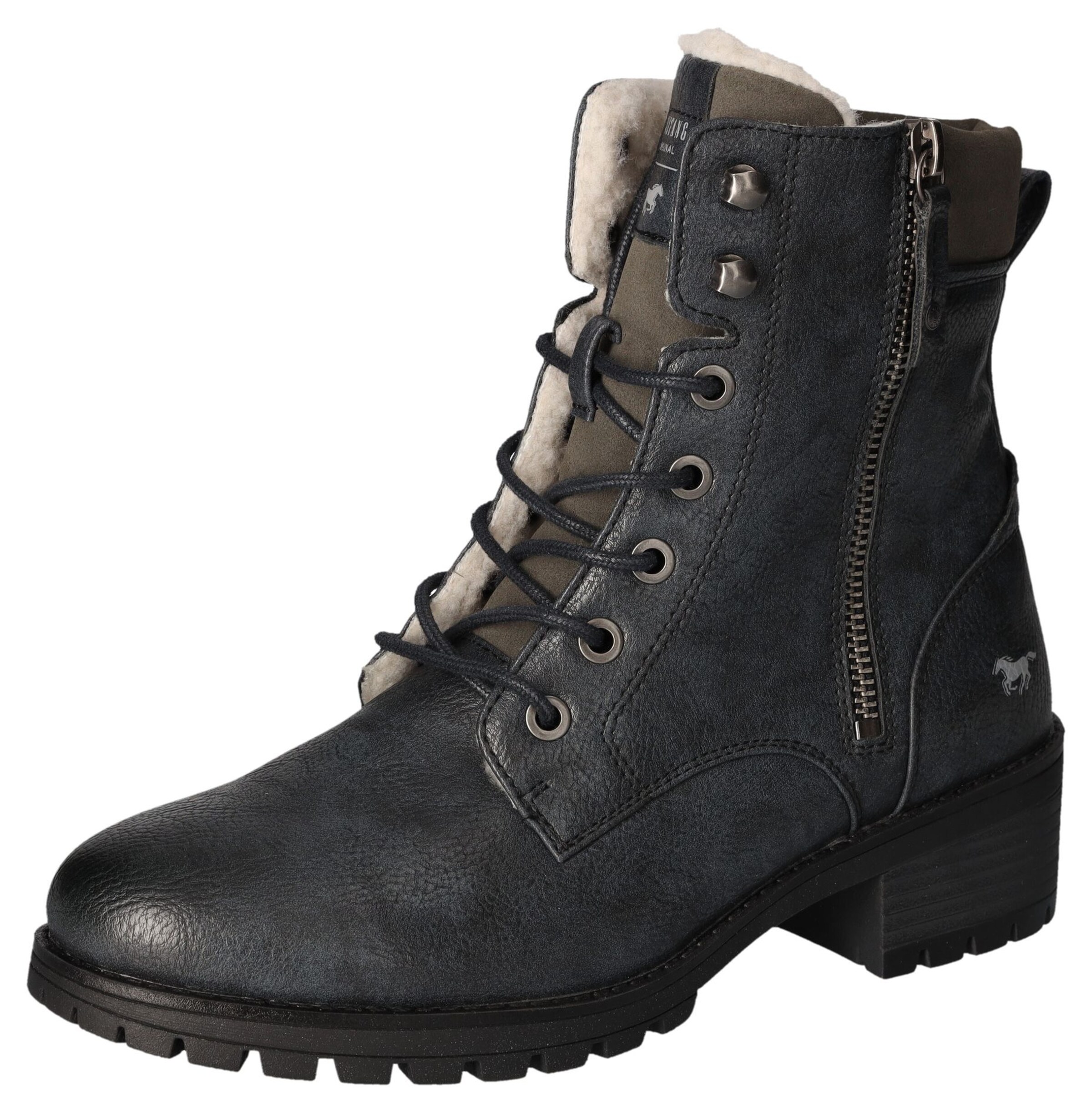 MUSTANG Lace-Up Ankle Boots in Blue: front