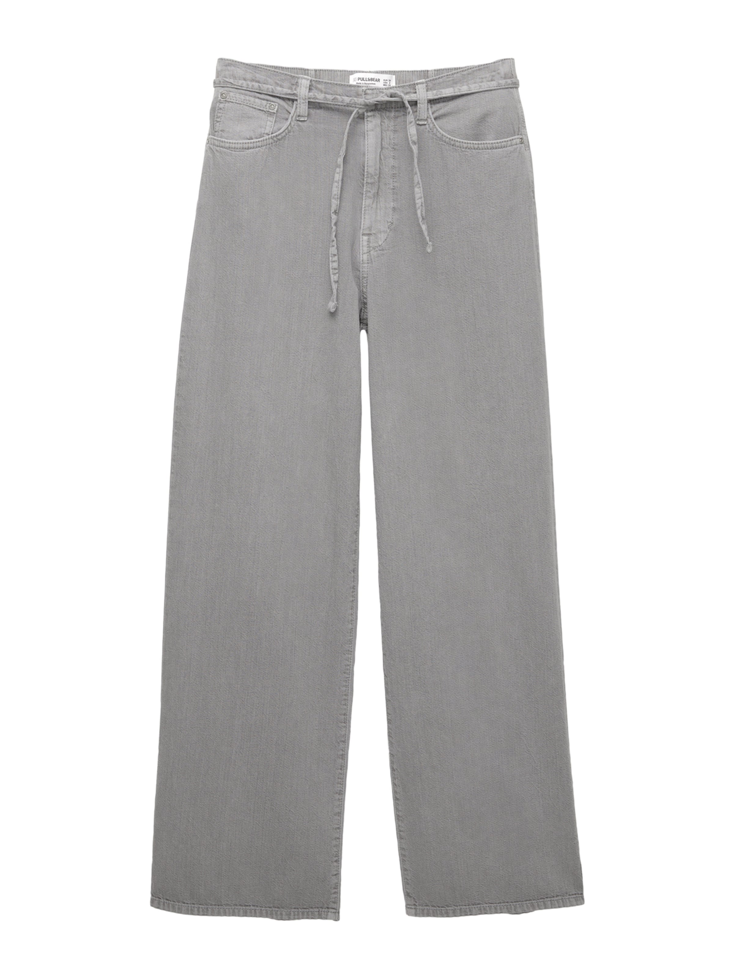 Wide leg Jeans de la Pull&Bear pe gri: față