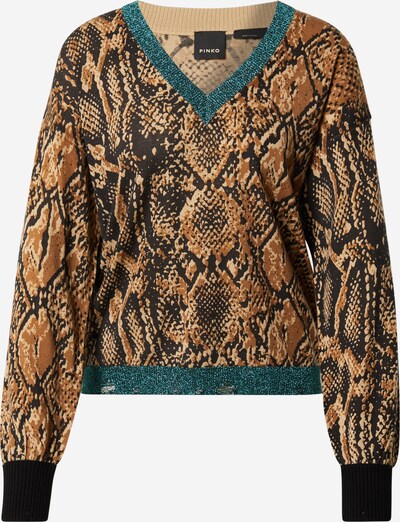 PINKO Shirt 'LAMBRUSCO MAGLIA LANA ST.RETTILE' in Caramel / Dark brown / Petrol, Item view