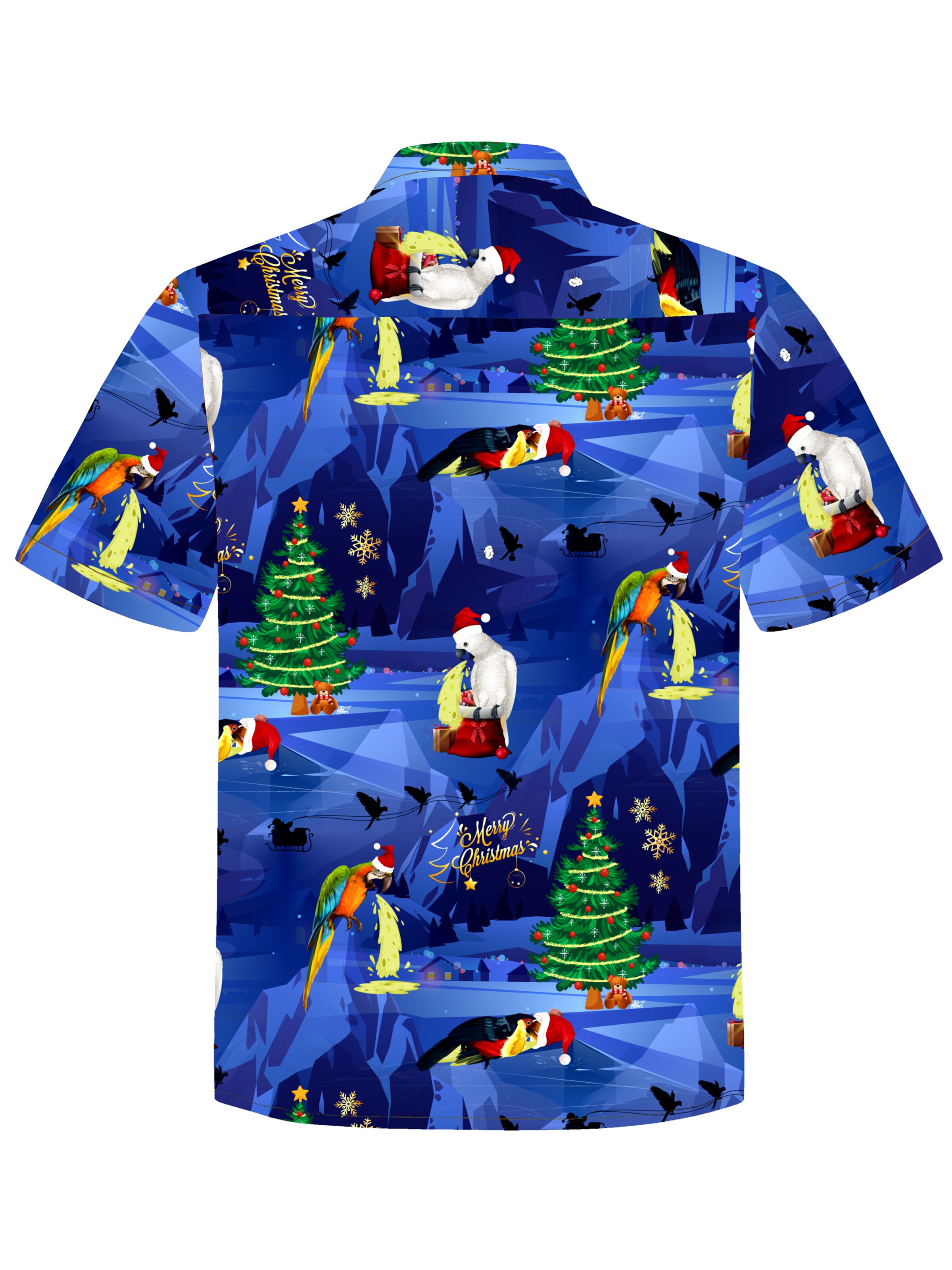 Hawaiihemdshop.de Regular fit Button Up Shirt 'Hawaiihemd Christmas Parrots' in Blue