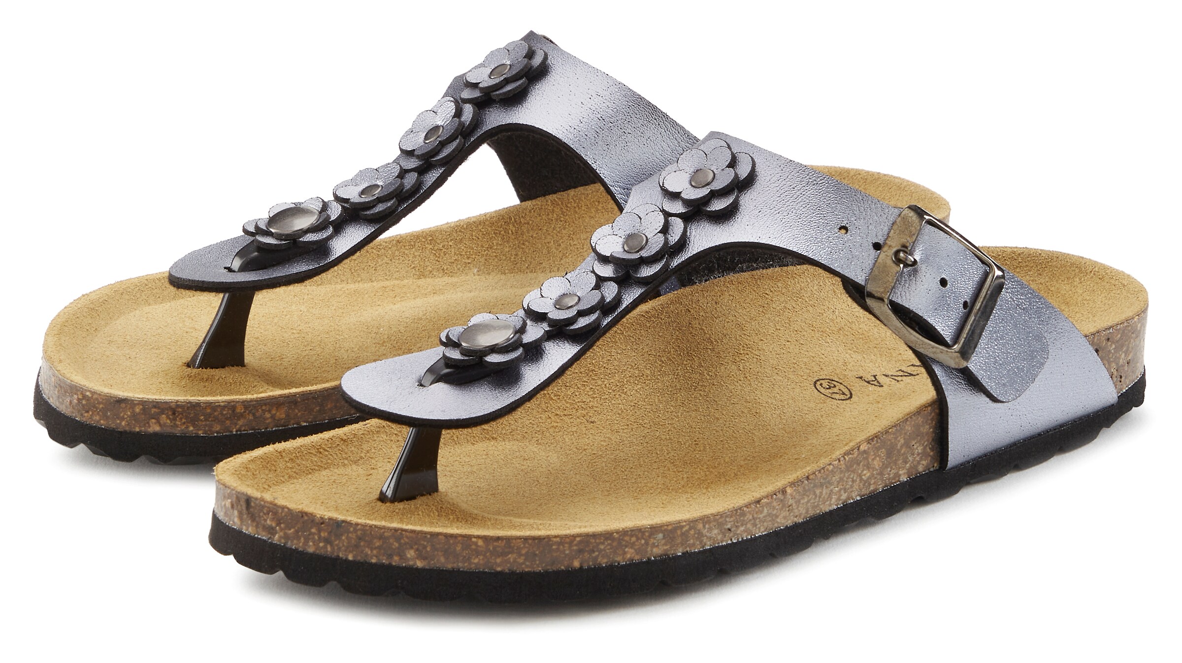 LASCANA T-Bar Sandals in Silver