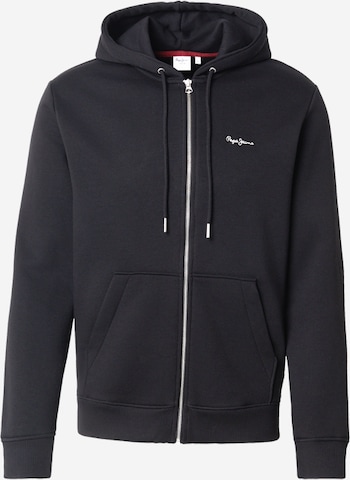 Pepe Jeans - Sudadera con cremallera 'Griffin' en negro: frente