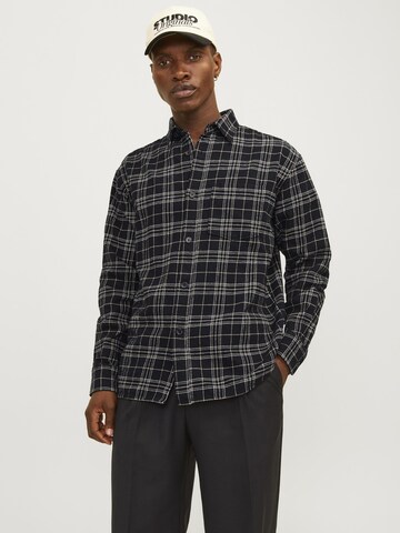 JACK & JONES Regular fit Button Up Shirt in Black: front