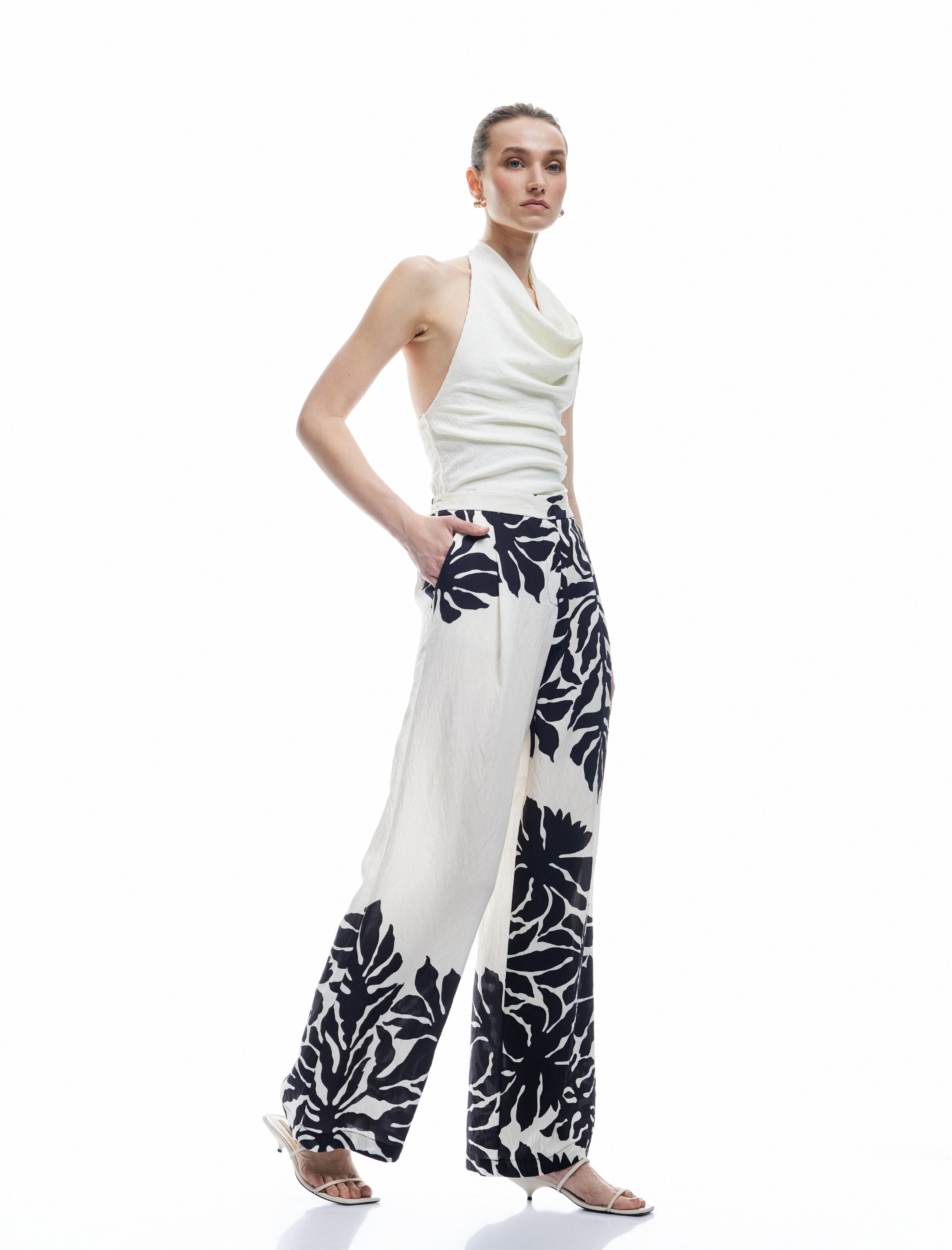 Koton Wide leg Bandplooibroek in Wit