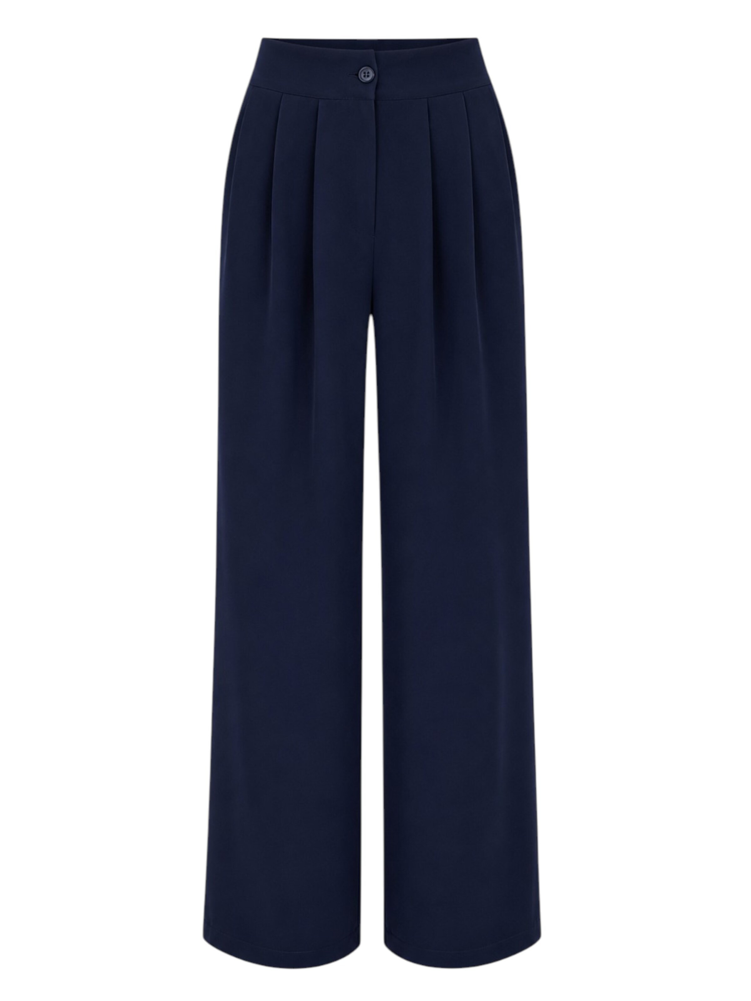 fashionshowcase - Pierna ancha Pantalón plisado 'ALYA' en azul: frente