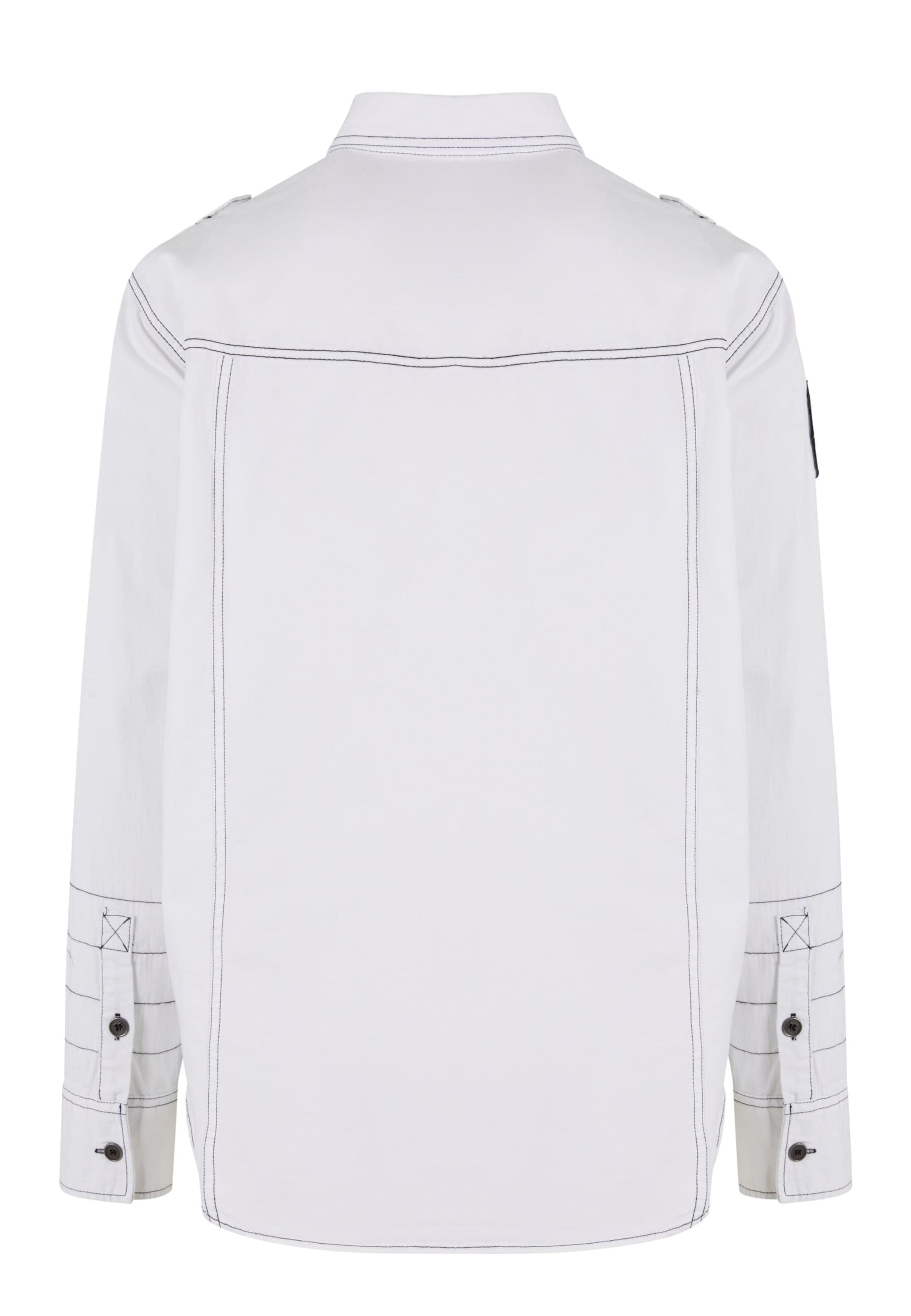 Brandit Regular fit Button Up Shirt 'Luis' in White