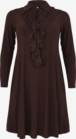 Yoek Shirt Dress in Brown: front