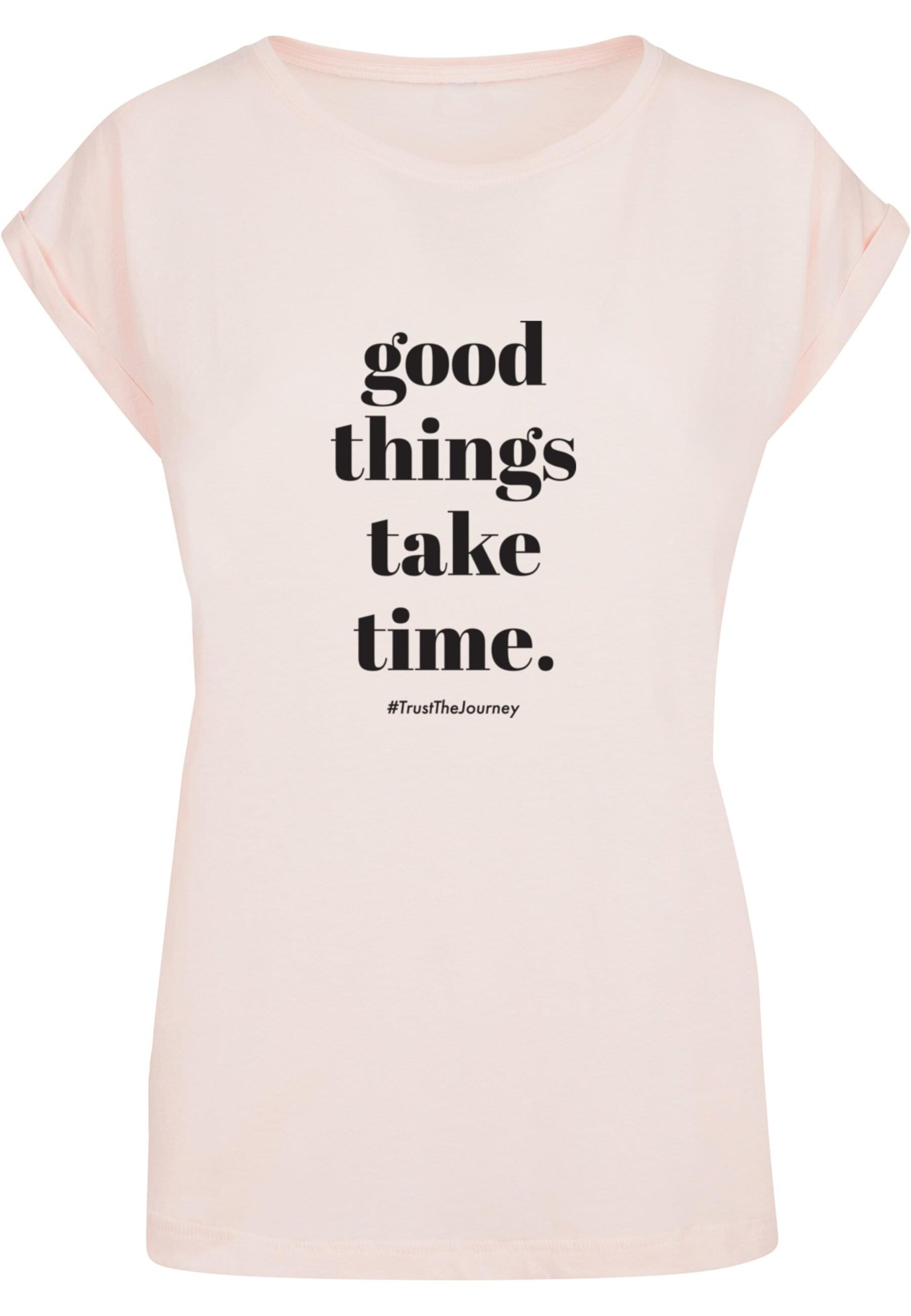 Merchcode Shirt 'Good Things Take Time' in Roze: voorkant