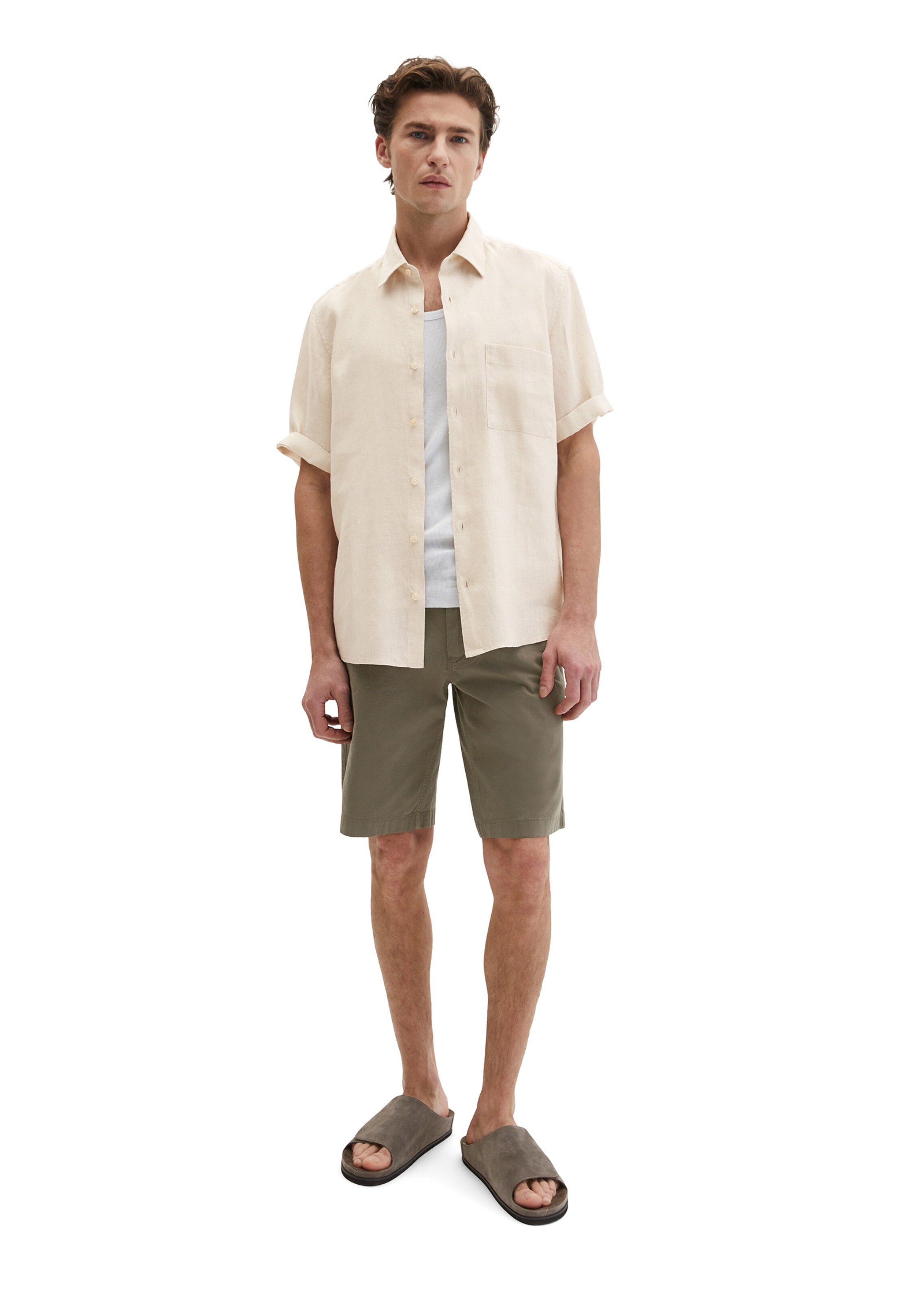 Marc O'Polo Comfort fit Button Up Shirt in Beige