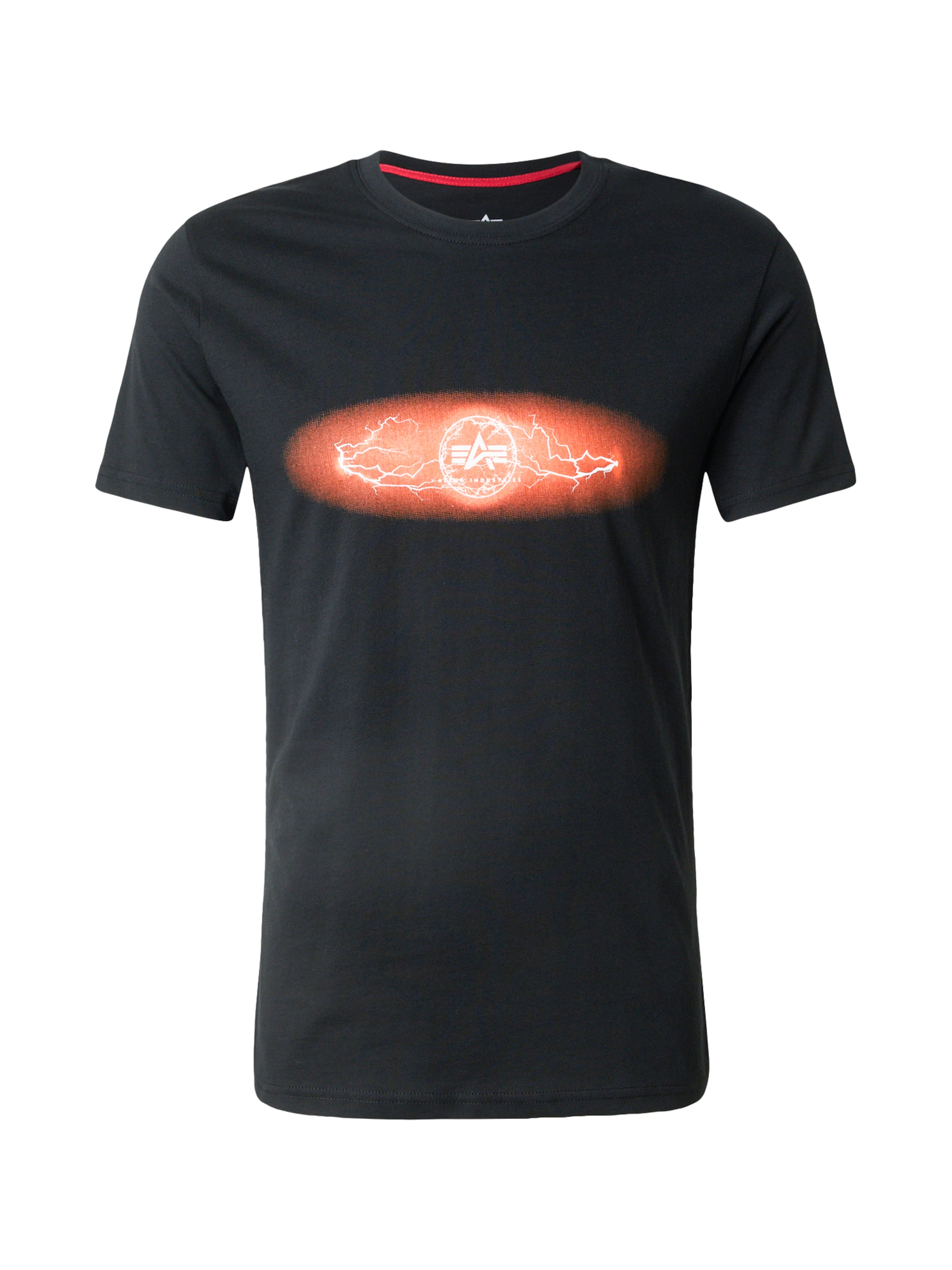 melns ALPHA INDUSTRIES T-Krekls 'Lightning': no priekšpuses