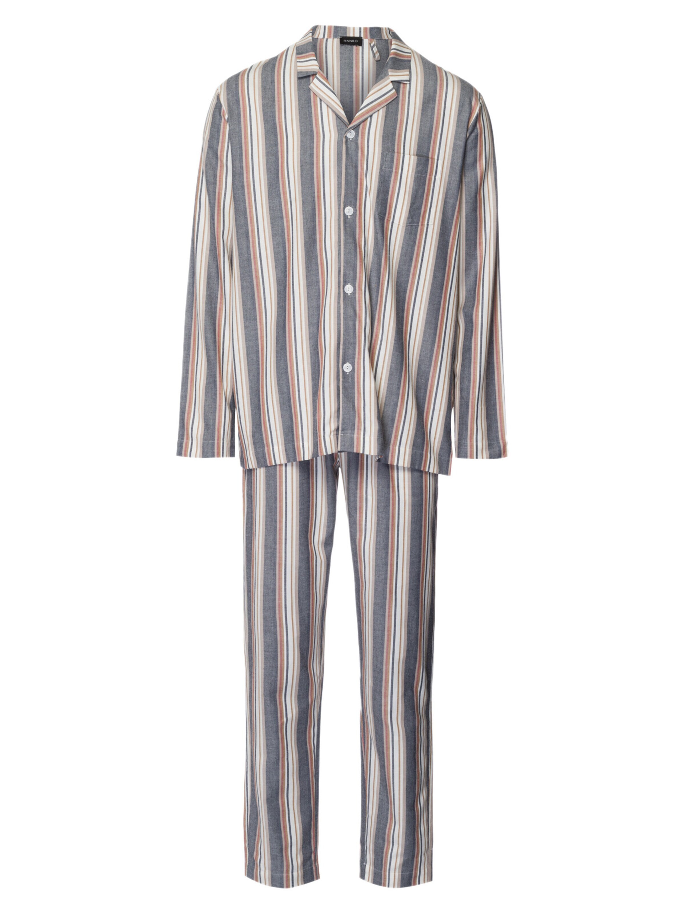 Hanro Pajamas long 'Cozy Comfort' in Blue: front