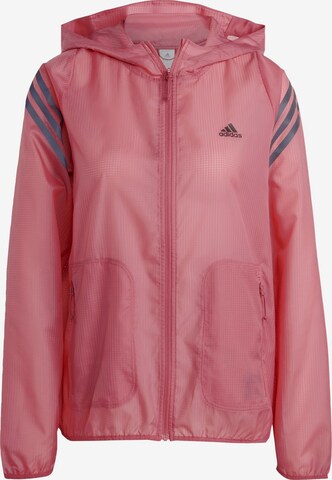 ADIDAS SPORTSWEAR Athletic Jacket 'Run Icons 3-Stripes ' in Pink: front