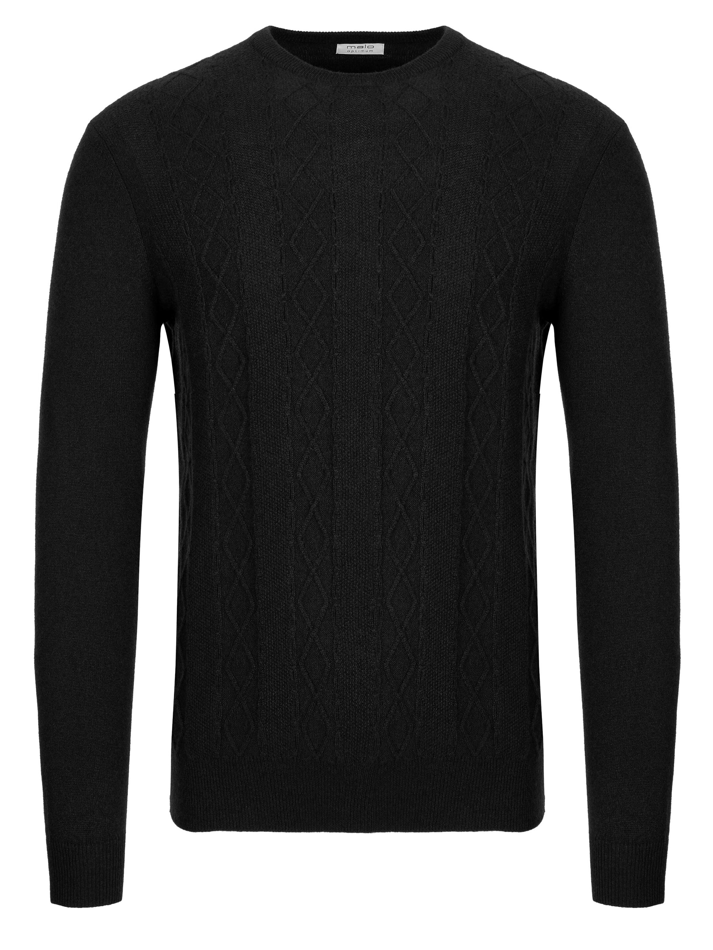Malo Sweater 'Malo Optimum Kaschmir Pullover schwarz' in Black: front