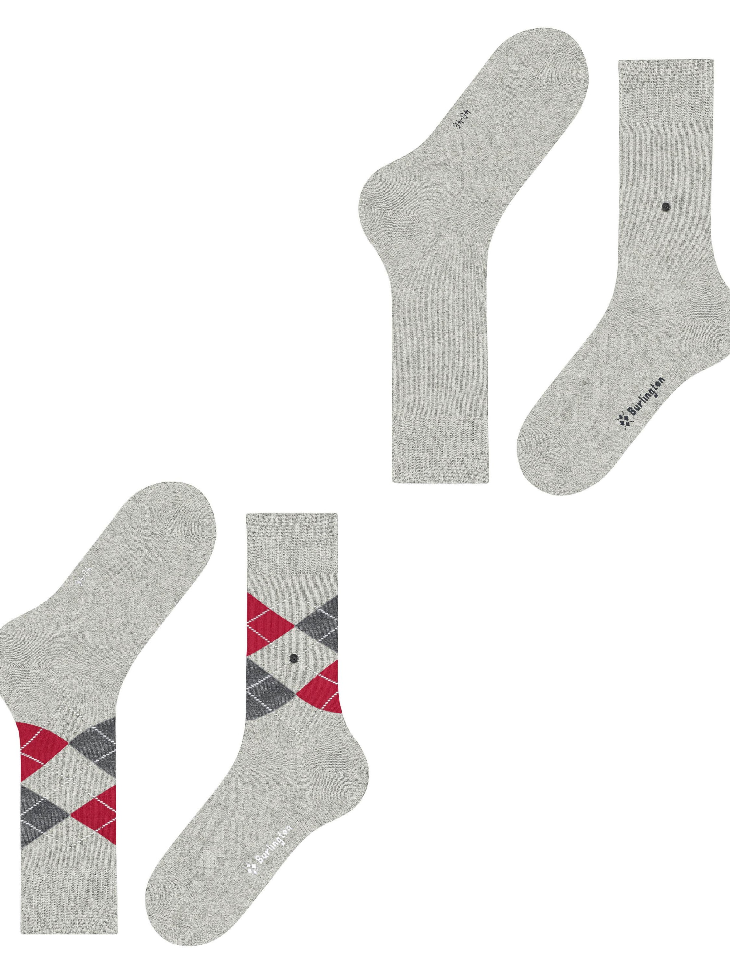 BURLINGTON Socks 'Everyday Argyle Mix 2-Pack' in Grey
