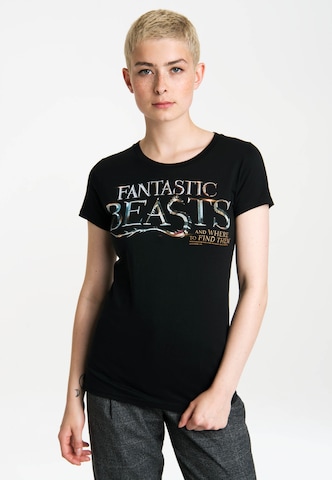 LOGOSHIRT Shirt 'Phantastische Tierwesen' in Zwart: voorkant