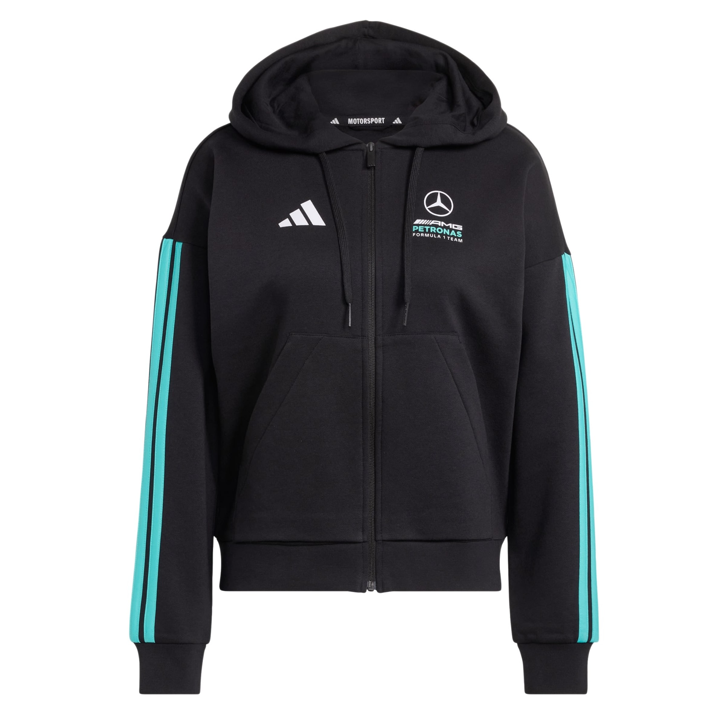 ADIDAS PERFORMANCE Athletic Zip-Up Hoodie 'Mercedes-AMG Petronas Formula 1 Team DNA' in Turquoise / Black / White, Item view