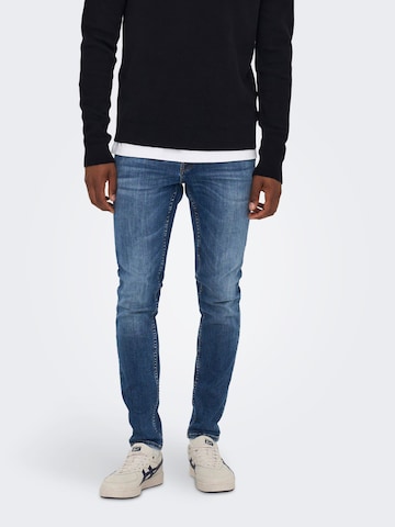 Only & Sons Skinny Jeans 'Warp' in Blue: front
