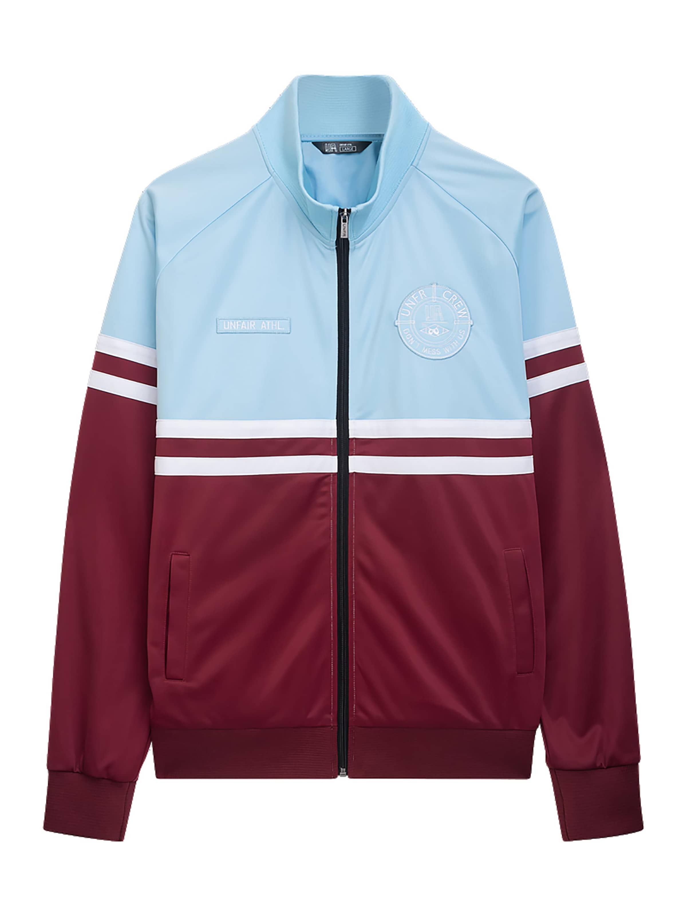 Unfair Athletics Trainingsjack 'Tracktop' in S in de kleur Lichtblauw / Bordeaux / Wit, Productweergave