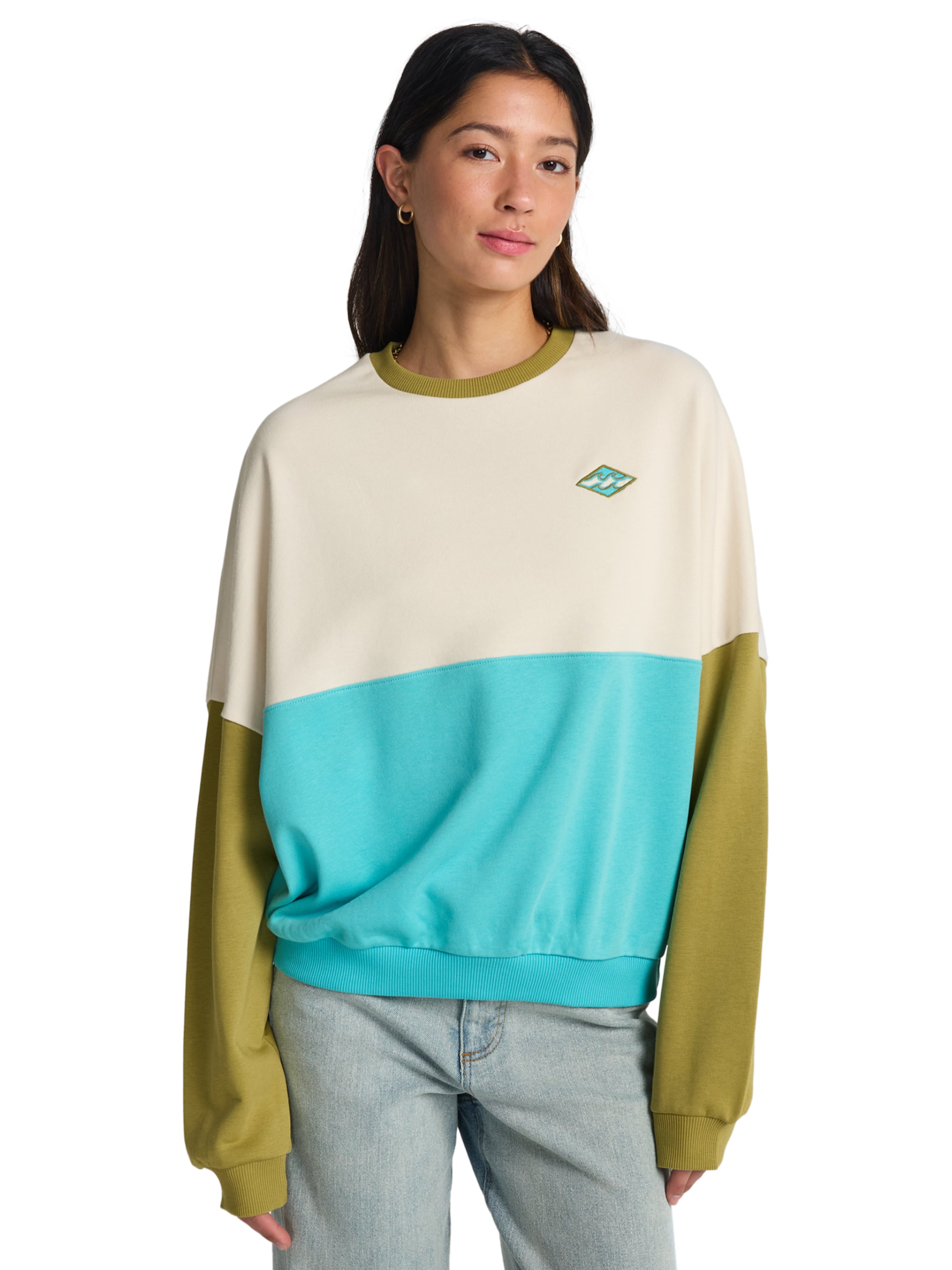 BILLABONG Sweatshirt 'Jump Around Block' in Green: front