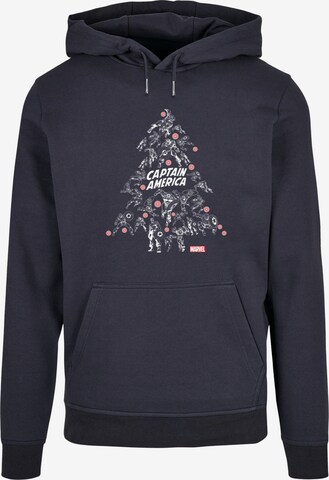 ABSOLUTE CULT Sweatshirt 'Captain America - Christmas Tree' in Blue: front